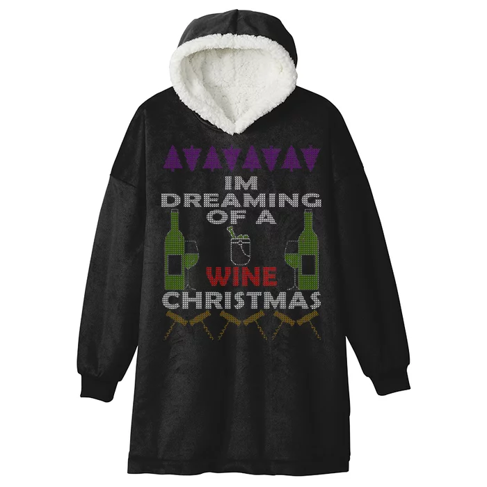 I'm Dreaming Of A Wine Christmas Ugly Hooded Wearable Blanket