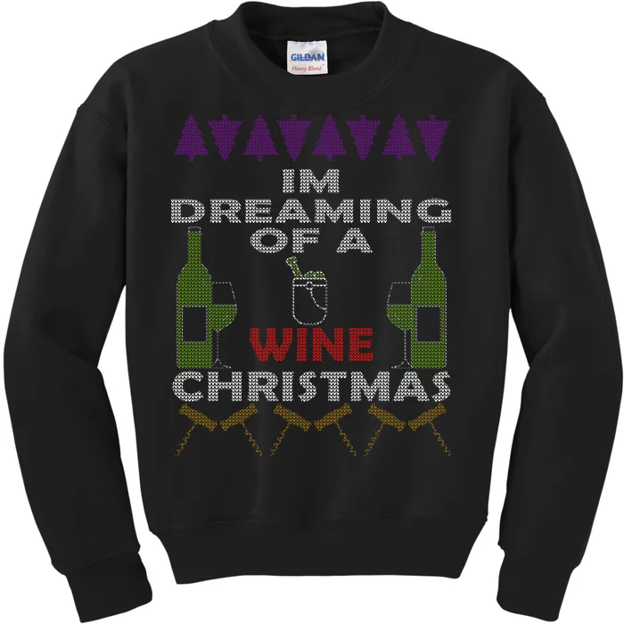 I'm Dreaming Of A Wine Christmas Ugly Kids Sweatshirt