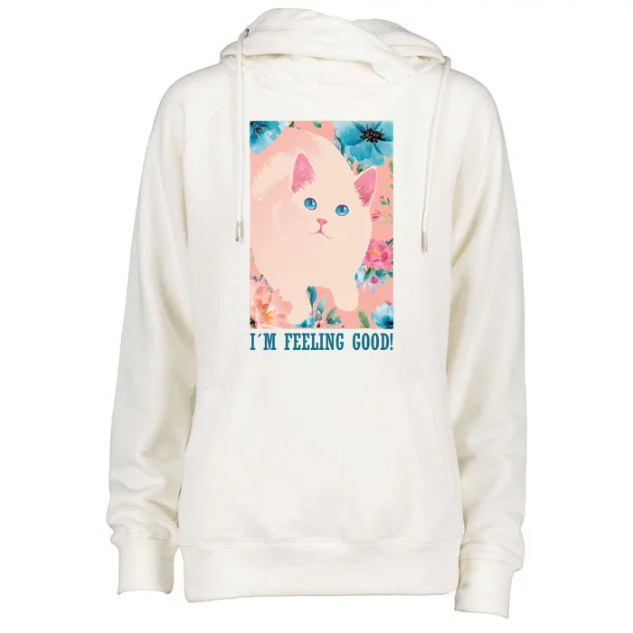 I'm Feel Good Cute Cat Womens Funnel Neck Pullover Hood