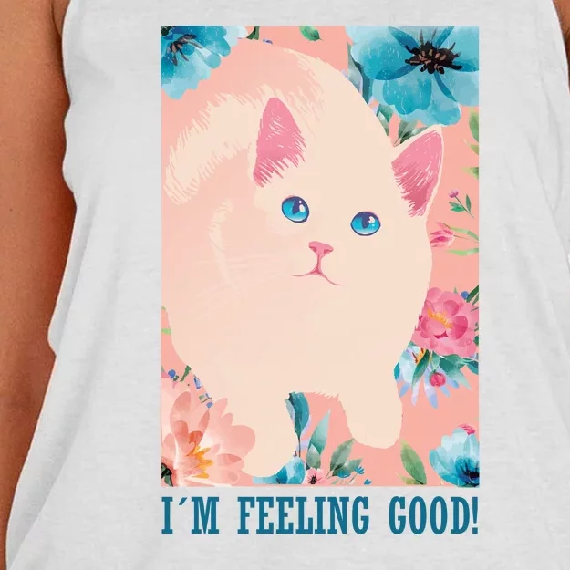 I'm Feel Good Cute Cat Women's Knotted Racerback Tank