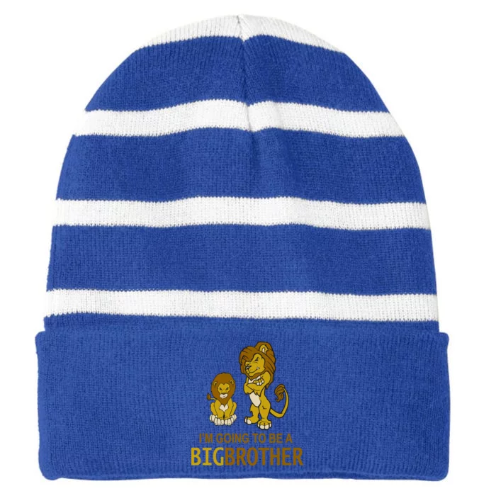 I'm Going To Be A Big Brother Striped Beanie with Solid Band