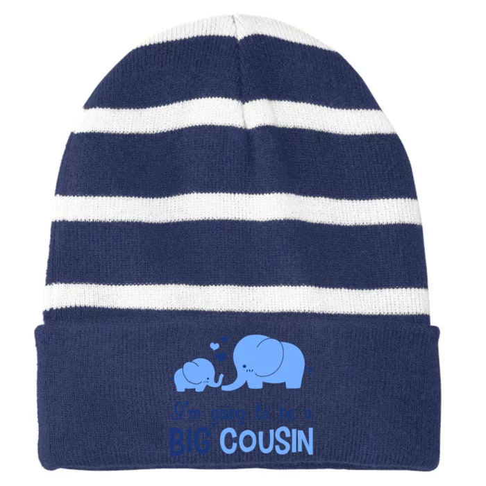 I'm Going To Be A Big Cousin Boy Elephant Striped Beanie with Solid Band