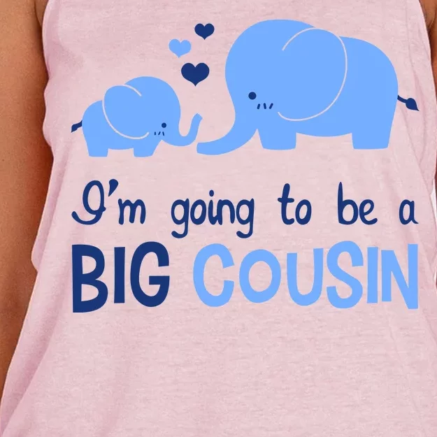 I'm Going To Be A Big Cousin Boy Elephant Women's Knotted Racerback Tank