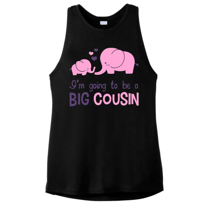 I'm Going To Be A Big Cousin Girl Elephant Ladies Tri-Blend Wicking Tank