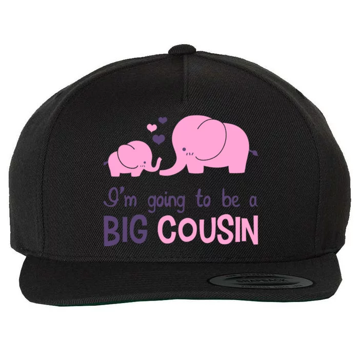 I'm Going To Be A Big Cousin Girl Elephant Wool Snapback Cap