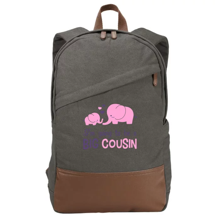 I'm Going To Be A Big Cousin Girl Elephant Cotton Canvas Backpack