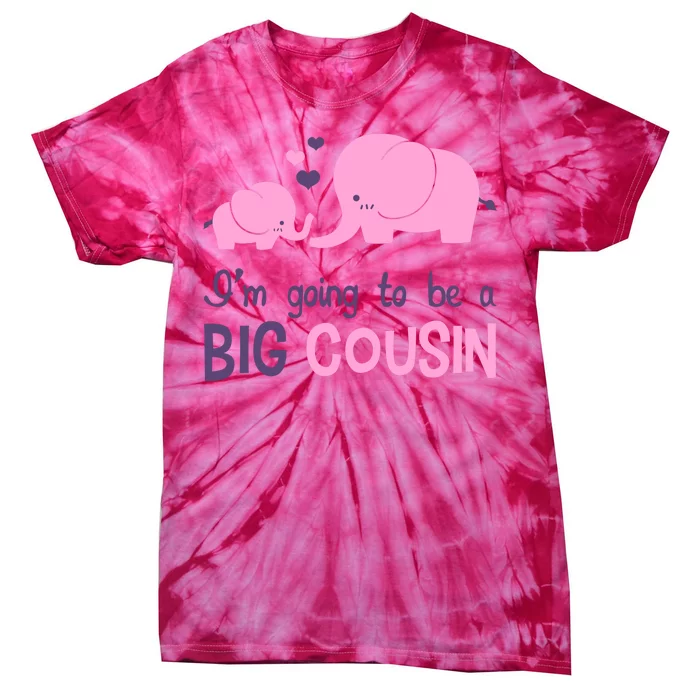 I'm Going To Be A Big Cousin Girl Elephant Tie-Dye T-Shirt