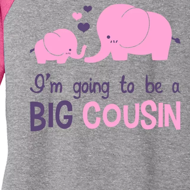 I'm Going To Be A Big Cousin Girl Elephant Women's Tri-Blend 3/4-Sleeve Raglan Shirt