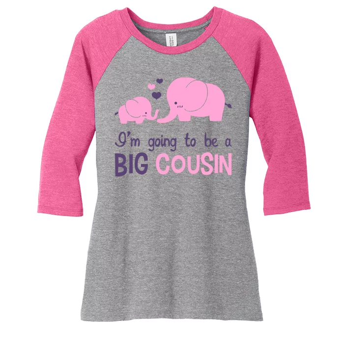 I'm Going To Be A Big Cousin Girl Elephant Women's Tri-Blend 3/4-Sleeve Raglan Shirt