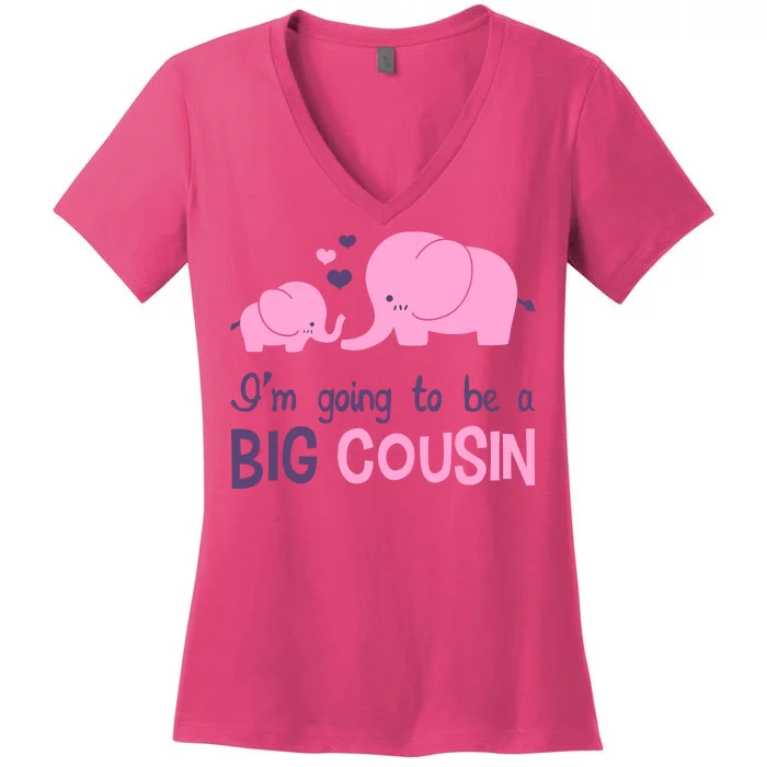 I'm Going To Be A Big Cousin Girl Elephant Women's V-Neck T-Shirt