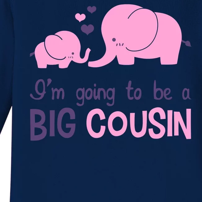 I'm Going To Be A Big Cousin Girl Elephant Baby Long Sleeve Bodysuit