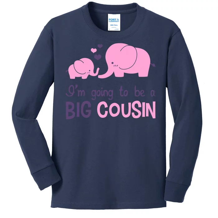 I'm Going To Be A Big Cousin Girl Elephant Kids Long Sleeve Shirt