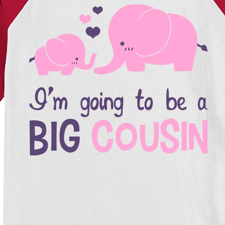 I'm Going To Be A Big Cousin Girl Elephant Kids Colorblock Raglan Jersey