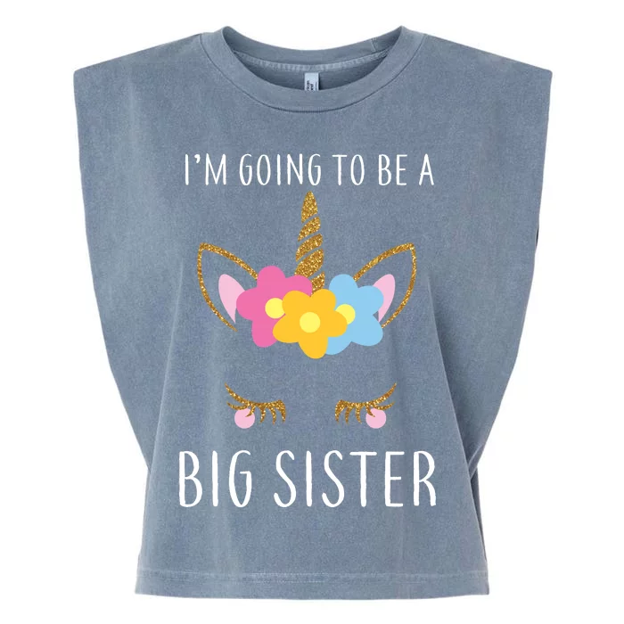 I'm Going To Be A Big Sister Cute Unicorn Garment-Dyed Women's Muscle Tee