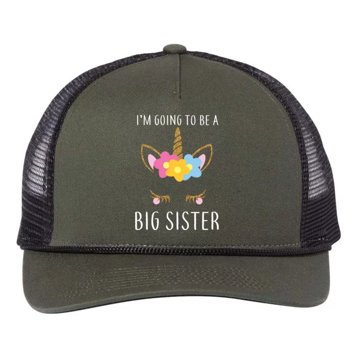 I'm Going To Be A Big Sister Cute Unicorn Retro Rope Trucker Hat Cap