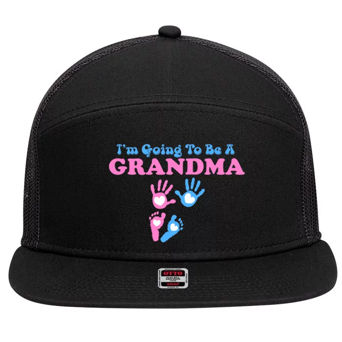 I'm Going To Be A Grandma Grandchild Baby 7 Panel Mesh Trucker Snapback Hat