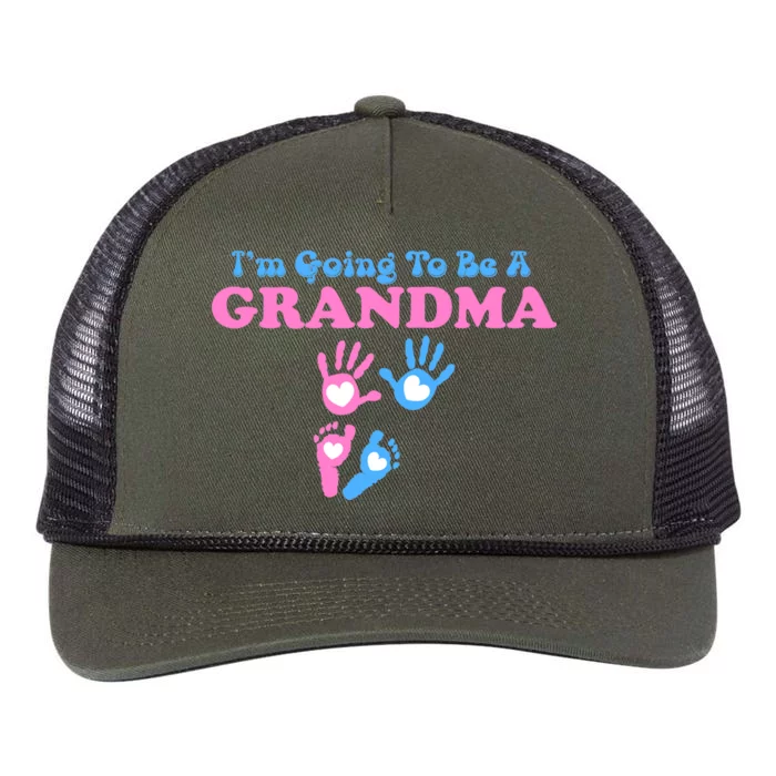 I'm Going To Be A Grandma Grandchild Baby Retro Rope Trucker Hat Cap