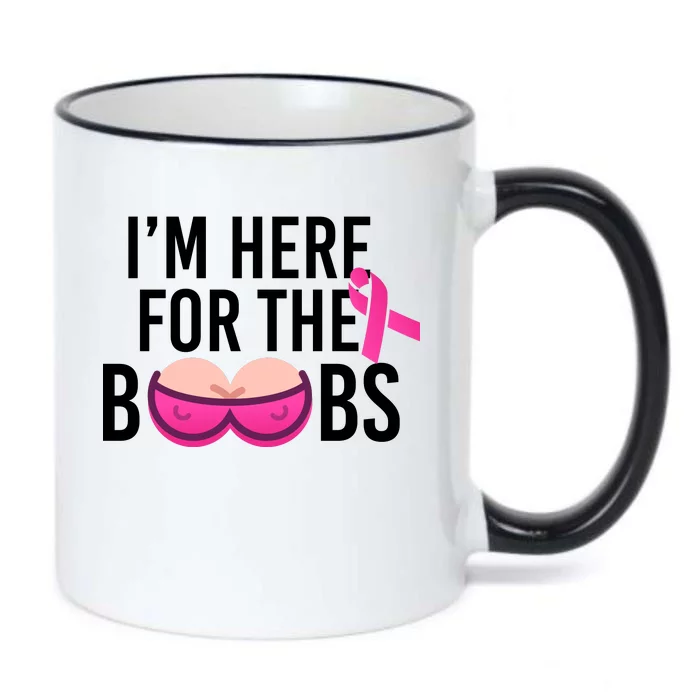 I'm Here For The Boobs Breast Cancer Black Color Changing Mug