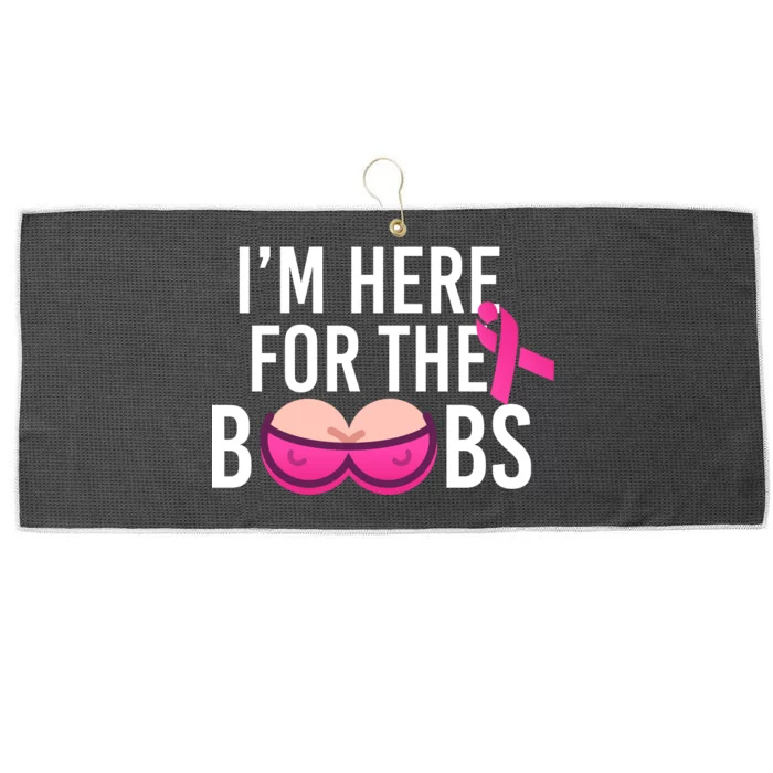 I'm Here For The Boobs Breast Cancer Large Microfiber Waffle Golf Towel