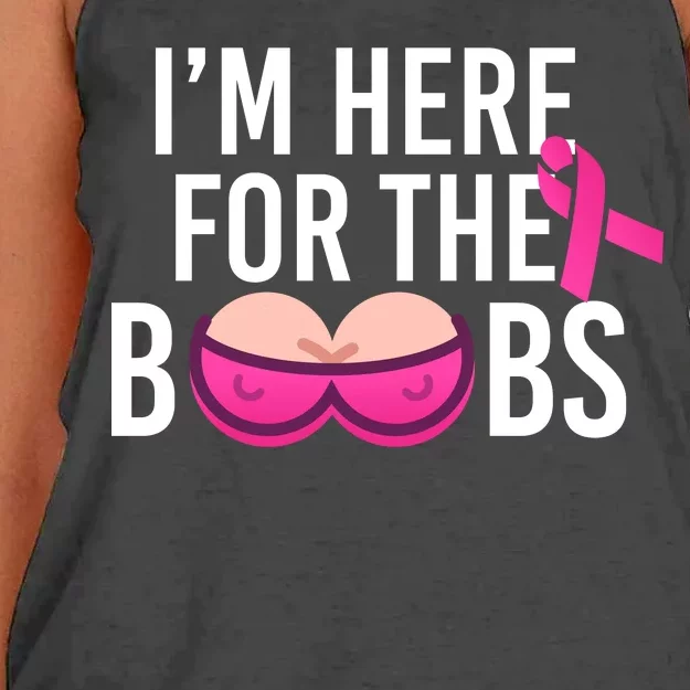 I'm Here For The Boobs Breast Cancer Women's Knotted Racerback Tank