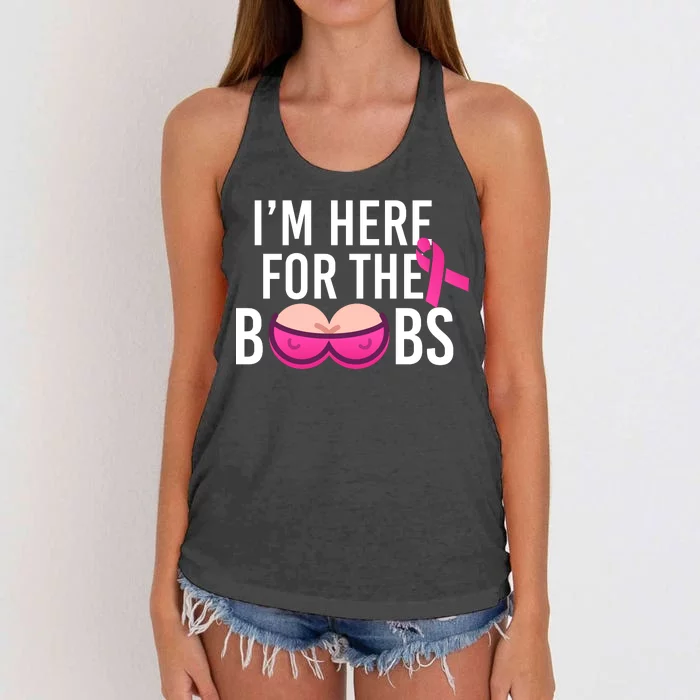 I'm Here For The Boobs Breast Cancer Women's Knotted Racerback Tank