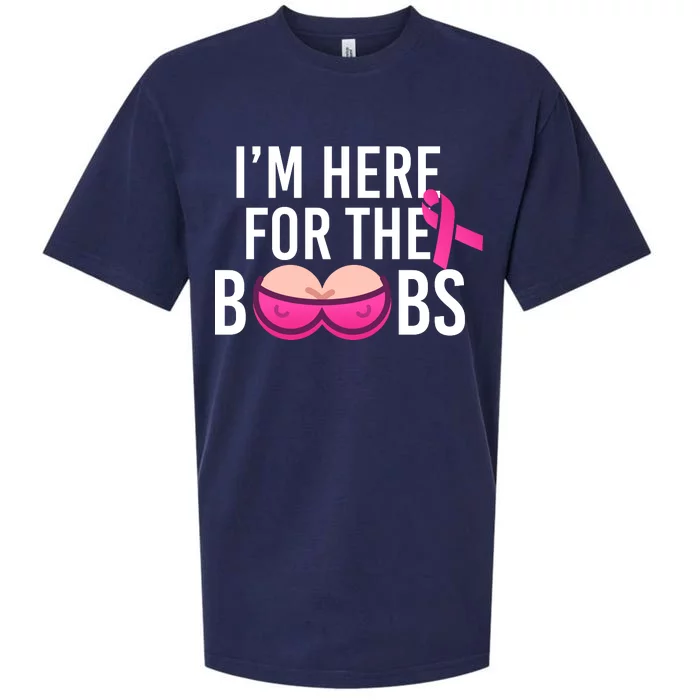 I'm Here For The Boobs Breast Cancer Sueded Cloud Jersey T-Shirt