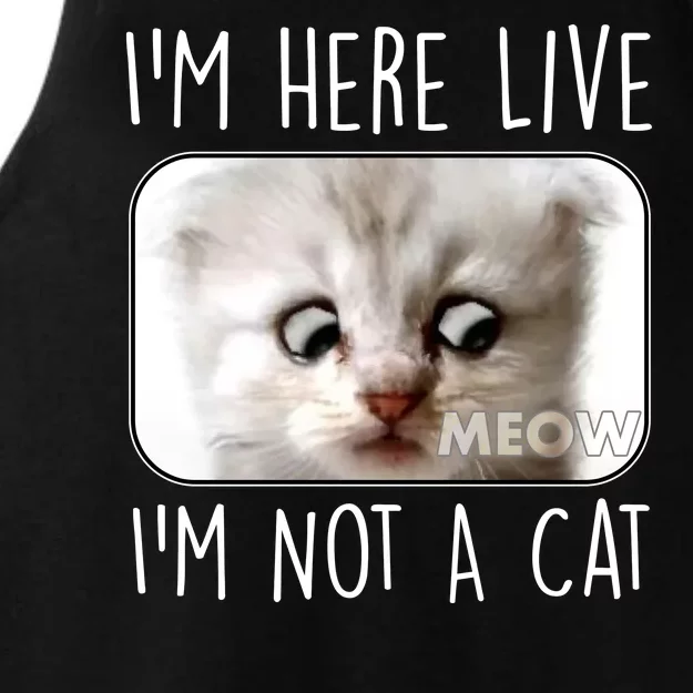 I'm Here Live I'm Not A Cat Zoom Lawyer Cat Meme Ladies Tri-Blend Wicking Tank