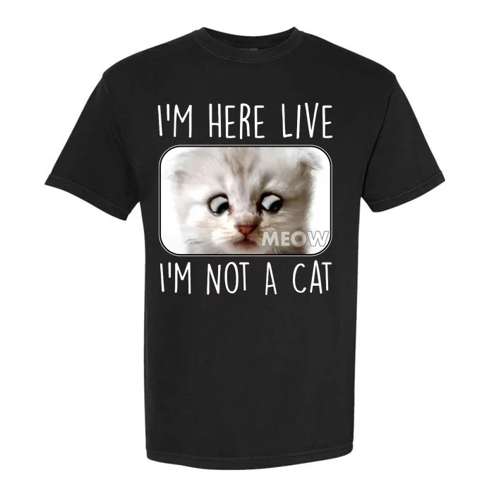 I'm Here Live I'm Not A Cat Zoom Lawyer Cat Meme Garment-Dyed Heavyweight T-Shirt