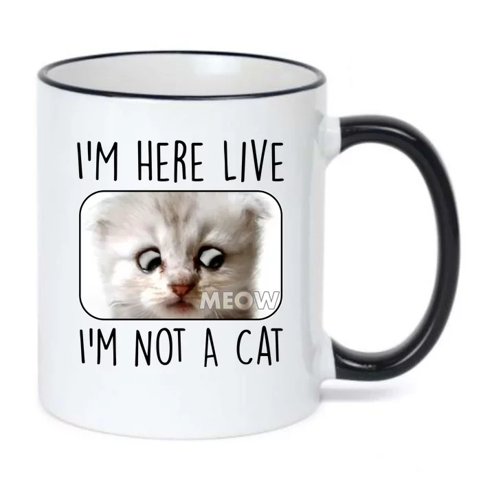 I'm Here Live I'm Not A Cat Zoom Lawyer Cat Meme Black Color Changing Mug