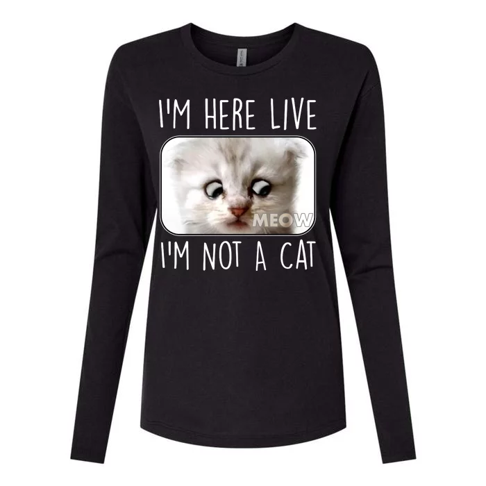 I'm Here Live I'm Not A Cat Zoom Lawyer Cat Meme Womens Cotton Relaxed Long Sleeve T-Shirt