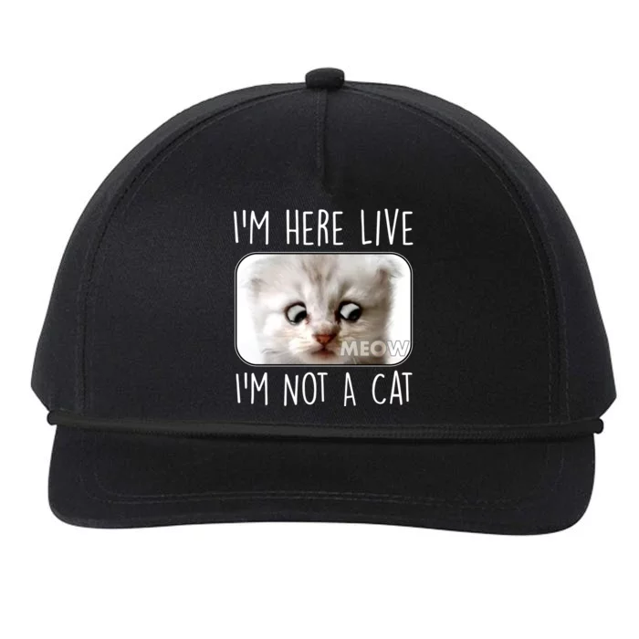 I'm Here Live I'm Not A Cat Zoom Lawyer Cat Meme Snapback Five-Panel Rope Hat