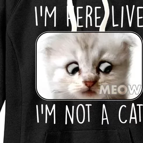 I'm Here Live I'm Not A Cat Zoom Lawyer Cat Meme Women's Fleece Hoodie