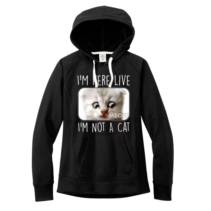 I'm Here Live I'm Not A Cat Zoom Lawyer Cat Meme Women's Fleece Hoodie