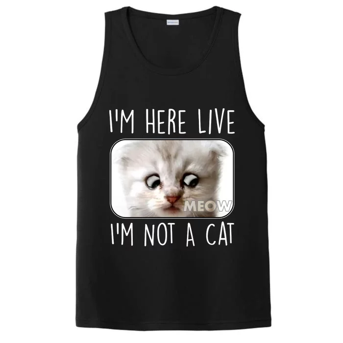 I'm Here Live I'm Not A Cat Zoom Lawyer Cat Meme Performance Tank