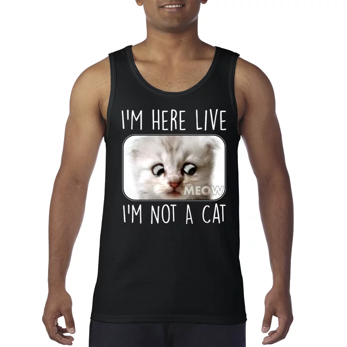 I'm Here Live I'm Not A Cat Zoom Lawyer Cat Meme Tank Top