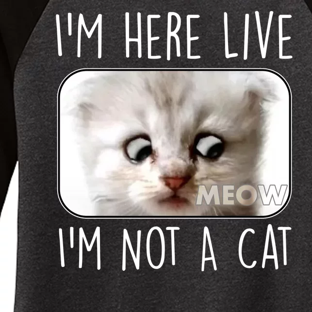 I'm Here Live I'm Not A Cat Zoom Lawyer Cat Meme Women's Tri-Blend 3/4-Sleeve Raglan Shirt