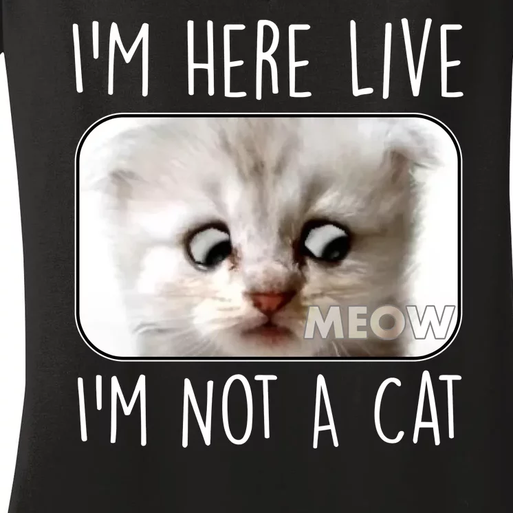 I'm Here Live I'm Not A Cat Zoom Lawyer Cat Meme Women's V-Neck T-Shirt