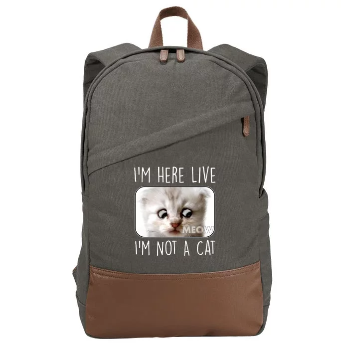 I'm Here Live I'm Not A Cat Zoom Lawyer Cat Meme Cotton Canvas Backpack