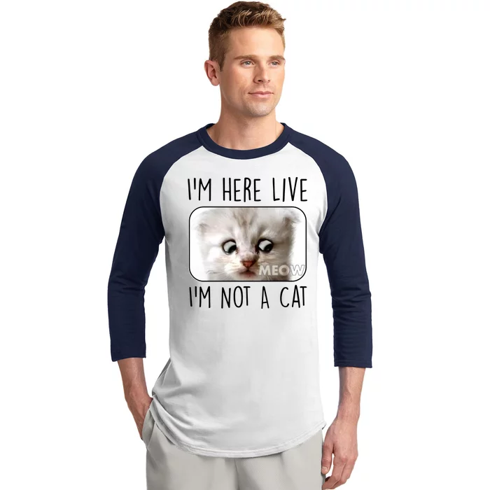 I'm Here Live I'm Not A Cat Zoom Lawyer Cat Meme Baseball Sleeve Shirt