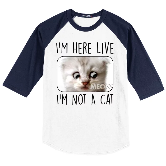 I'm Here Live I'm Not A Cat Zoom Lawyer Cat Meme Baseball Sleeve Shirt