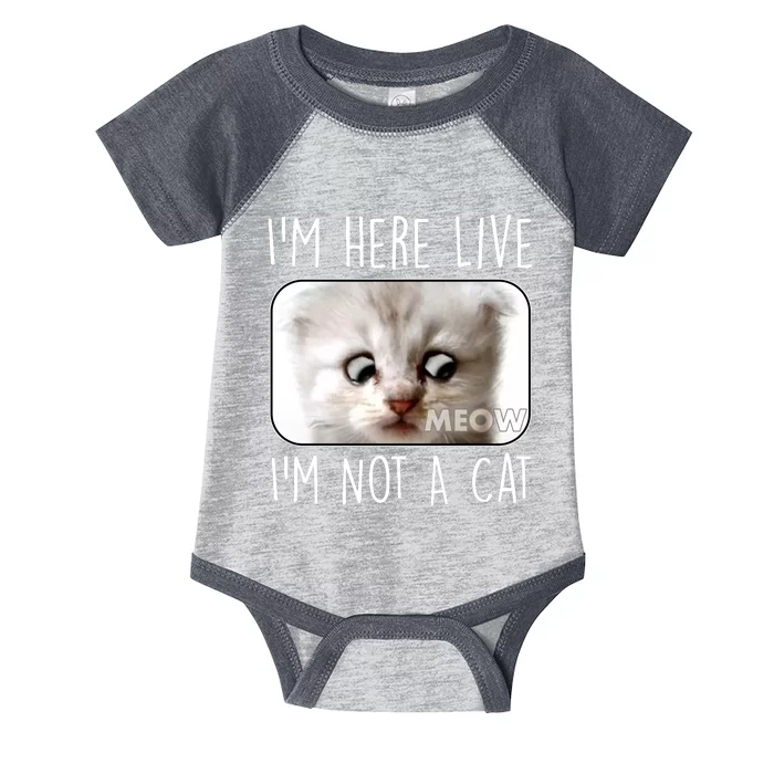 I'm Here Live I'm Not A Cat Zoom Lawyer Cat Meme Infant Baby Jersey Bodysuit