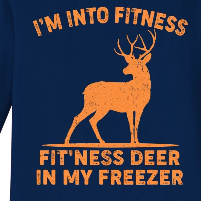 I'm Into Fitness Fit'Ness Deer In My Freezer Baby Long Sleeve Bodysuit