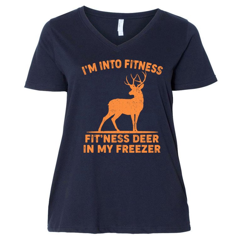 I'm Into Fitness Fit'Ness Deer In My Freezer Women's V-Neck Plus Size T-Shirt