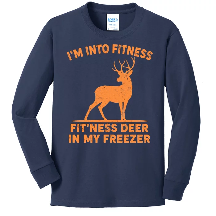 I'm Into Fitness Fit'Ness Deer In My Freezer Kids Long Sleeve Shirt