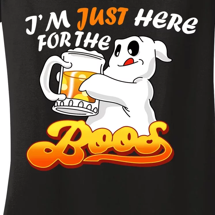 I'm Just Here For the Boos Fun Halloween Women's V-Neck T-Shirt