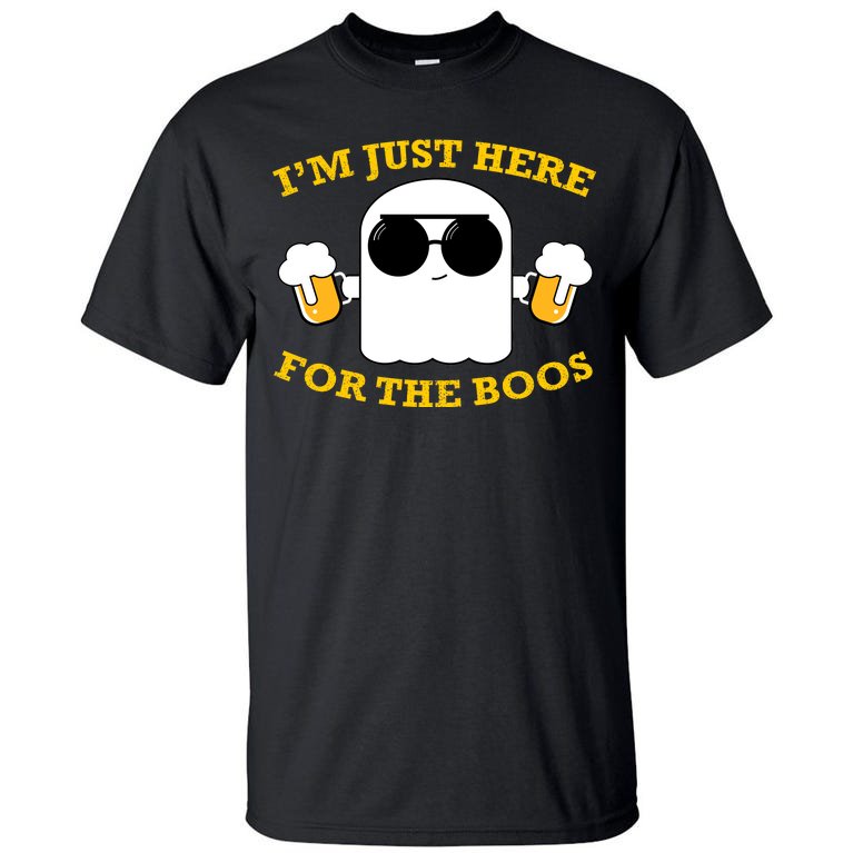 I'm Just Here for the Boos Funny Halloween Beer Ghost Emoji Tall T-Shirt