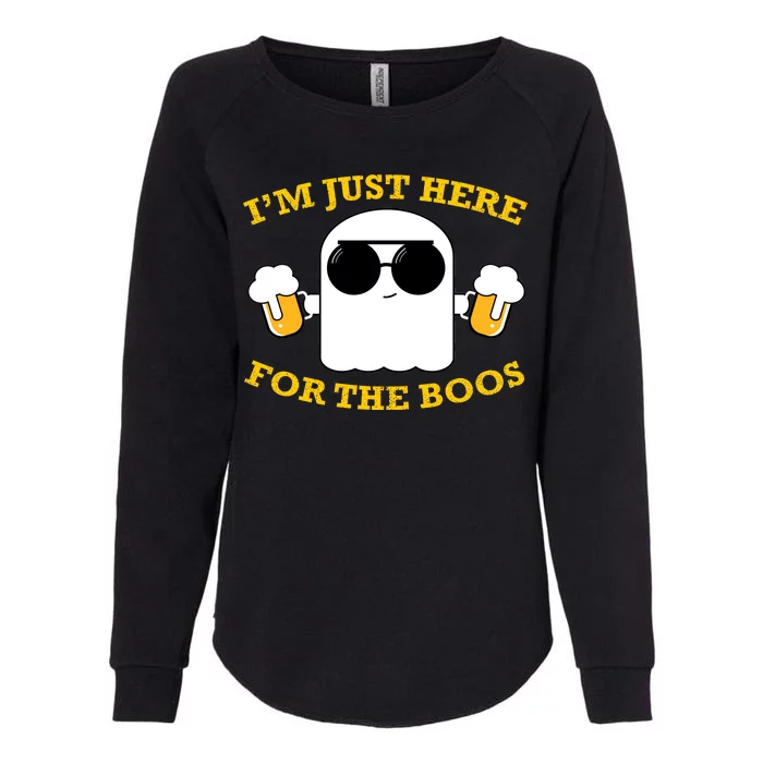 I'm Just Here for the Boos Funny Halloween Beer Ghost Emoji Womens California Wash Sweatshirt