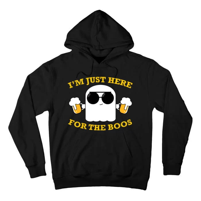 I'm Just Here for the Boos Funny Halloween Beer Ghost Emoji Tall Hoodie