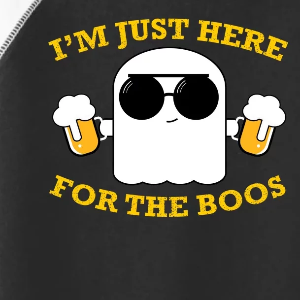 I'm Just Here for the Boos Funny Halloween Beer Ghost Emoji Toddler Fine Jersey T-Shirt