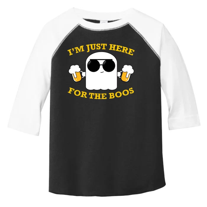 I'm Just Here for the Boos Funny Halloween Beer Ghost Emoji Toddler Fine Jersey T-Shirt